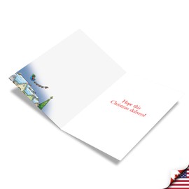 B1177 Box Set of 12 Santa's New Reindrones Unique Funny Christmas Cards with Envelopes