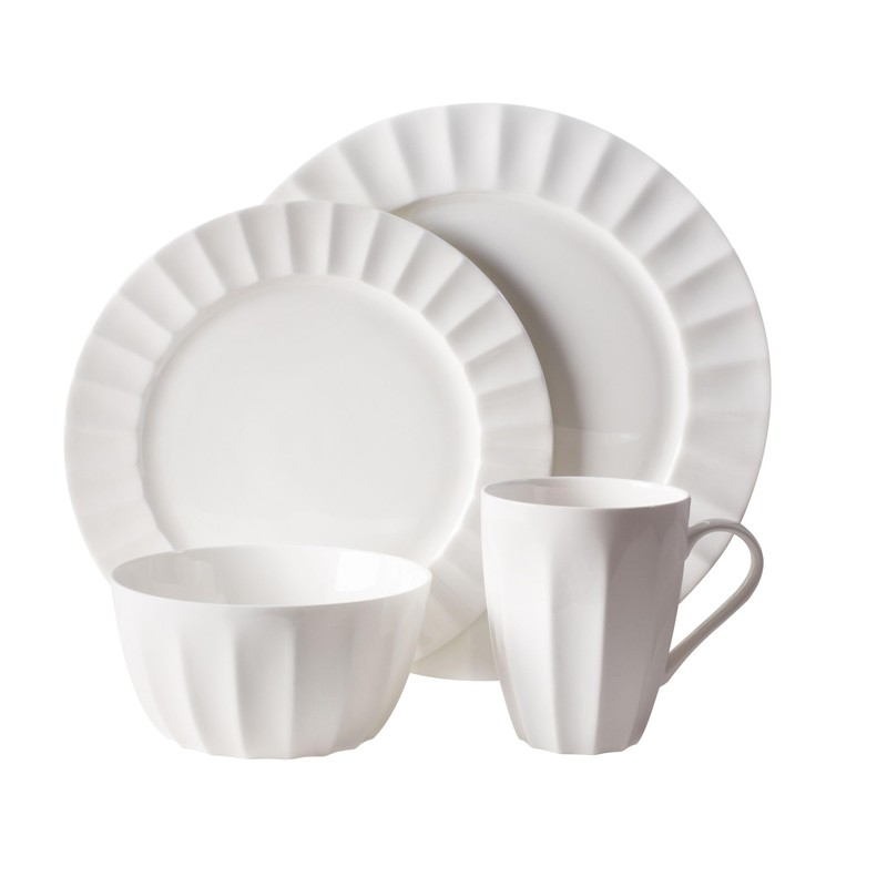 Everyday White by Fitz and Floyd Nevaeh Fluted 16 Piece