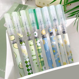 8 Pcs Gel Ink Pens Flower Retractable Pens 0.5mm Black Ink Gel Pens Women Girls Cute Aesthetic Design Pens Office School Pens (Sea salt flower)
