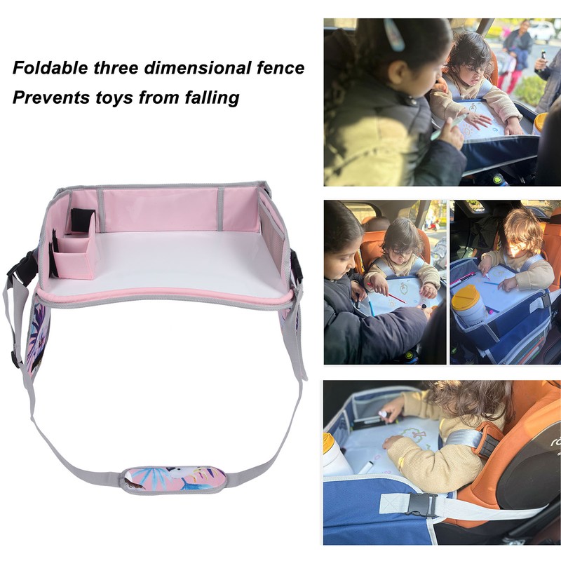 Kids Travel Tray Erasable Drawing Board Organization Pockets Activity Essentials