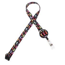 LGEGE Lanyard with Retractable ID Reel, Security Buckle, ID Access Card, Attendance Card, Key Holder, Artistic Design (Colorful Strap), multicoloured