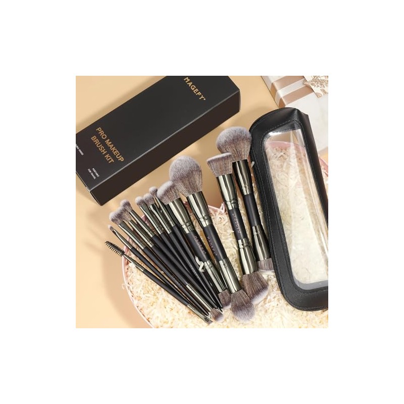MAGEFY 12 Piezas Brochas para Maquillaje de Doble Función y