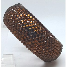 Unbranded chunky party Smocked topaz Crystal Rhinestone wide plasticLucite Bangle Bracelet