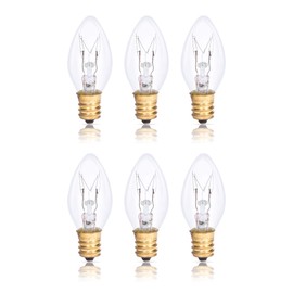 Simba Lighting C7 7W Replacement Bulb (6 Pack) for Night Light, Clear Candle Shape, 120V, E12 Candelabra Base, Dimmable, 2700K Warm White