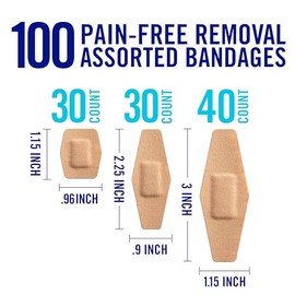 Nexcare Duo, vendajes, tela flexible, actividades de verano, natación, sostener fuertes 24 horas, eliminación sin dolor, listo para cortes de verano y heridas, 100 unidades surtidas