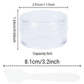 Travel Sample Pots Empty Cosmetic Jars 5ml Clear Cream Container Refillable Containers with Lids Cosmetic Pots with Spoon for Lotion, Concealer, Sunscreen （ 8Pcs, Transparent)