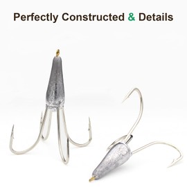 2pcs Snagging Hooks Snagging Weighted Treble Hooks Large Fishing Hooks Snagging Weighted Treble Hooks Weighted Treble Bunker Snag Hooks 2 Sizes(1.76oz)