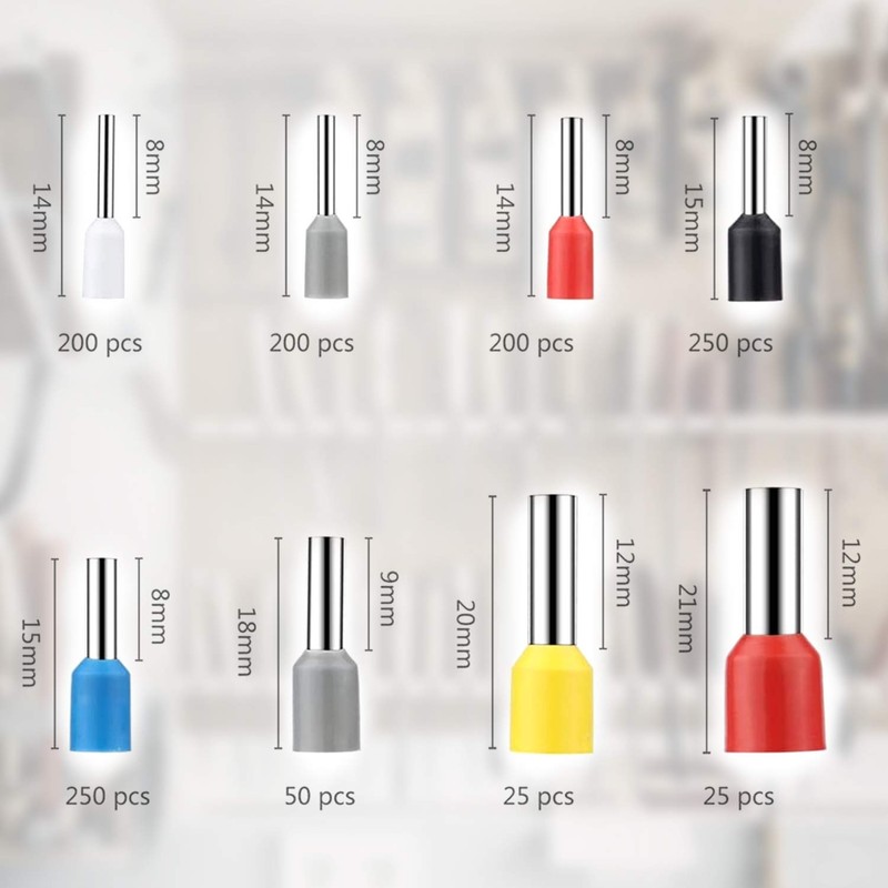 Set of 1200 terminals, end caps for crimping, terminals in