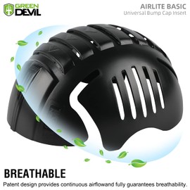 GREEN DEVIL Universal Bump Cap Insert for Baseball Caps Vented Lightweight Safety Bump Hat Insert for Men Women1Pack Black
