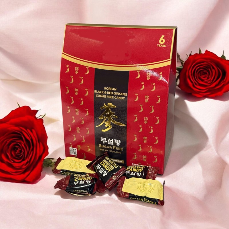 Korean Ginseng Candy, Sugar Free (1 PACK, BLACK AND RED