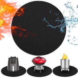 23.8 in Heat Resistant Grill Mat for Outdoor Tabletop Grill to Protect Your Prep Grill Table, Circle Heat Resistant Mats for Countertop, Fireproof & Water Proof & Oil Proof Tabletop Fire Pit Mat-Black