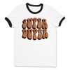 Super Duper Ringer Tee Shirt Unisex Large White/Black