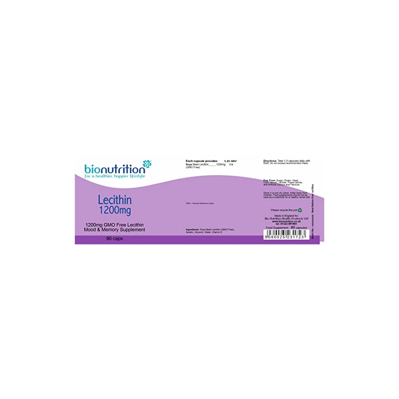 Bio Nutrition Lecithin 1200mg : Sleep, Mood and Memory Supplement