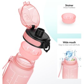 HydroPal Drinking Bottle 1 Litre, BPA-Free, Water Bottle for University, Sports, Gym, Office, Fitness, Bike, Outdoor and Running, Made of Tritan - Lightweight, Shockproof, Reusable