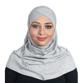 AL AMIRA Beautiful Single cross cotton hijab scarf Islamic women fancy hijab 2T101 (Heather Gray)