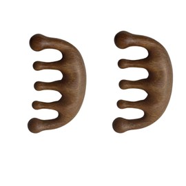 Sandelholz Massagekamm 2 Stück - Natürlicher Holzkamm 9,8x5cm mit breiten Zähnen für Kopfhautmassage und tägliche Haarpflege