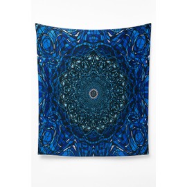 Blue Mandala Wall Tapestry, Psychedelic Art Hanging, 80 x 60 inches