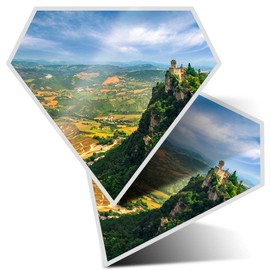 2 x Diamond Stickers 7.5 cm - Italian Castle of San Marino Italy Fun Decals for Laptops,Tablets,Luggage,Scrap Booking,Fridges, #21318
