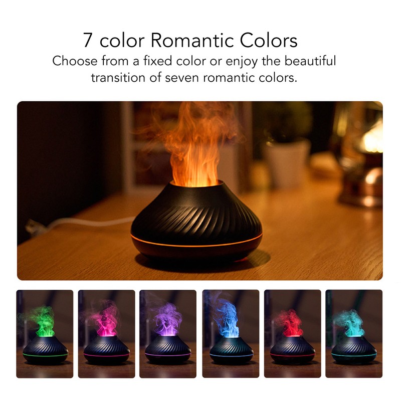 Colorful Flame Air Aroma Diffuser Humidifier USB 7 Flame Colors