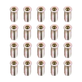 sourcing map Wood Furniture M6x25mm Threaded Insert Nuts Interface Hex Socket Drive 20pcs