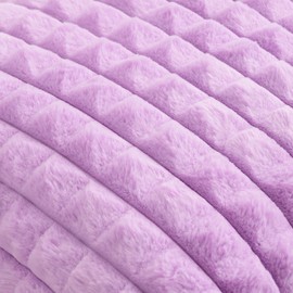 FUTEI Purple Decorative Throw Pillow Covers 24x24 Inch Set of 2,Square Euro Cushion Case,Soft Fluffy Faux Rabbit Fur Plaid/Cozy Velvet,Modern Home Decor for Couch Bed