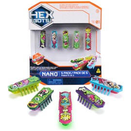 HEX BOTS Nano 5 Pack, 4 Mini Bots with Bonus Flash Bot, Sensory Toy for Kids & Cats, Vibration Technology, Mini Robot Toy for Kids 3 & Up