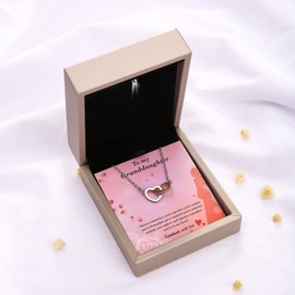 Alittlecare Granddaughter Necklace From Grandmom - Interlocking Heart Necklace Filled With My Love - Gift for Granddaughter On Birthday/Christmas/Mother's day/Graduation/Wedding/Valentines