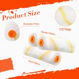 Nuogo 150 Pcs 4 Inch Mini Paint Roller Cover 1/2" Nap Small Microfiber Roller Covers Home Repair Tools House Household Supplies Kit(Yellow)