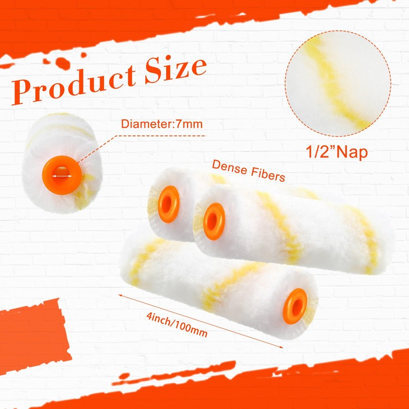 Nuogo 150 Pcs 4 Inch Mini Paint Roller Cover 1/2"