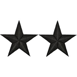Ranger Return Set 2 of Small Cute Mini Star Sign Badge Shape Tiny Decal Applique Sew Iron on Embroidered Patches - Black (Star-BK-MINI2)