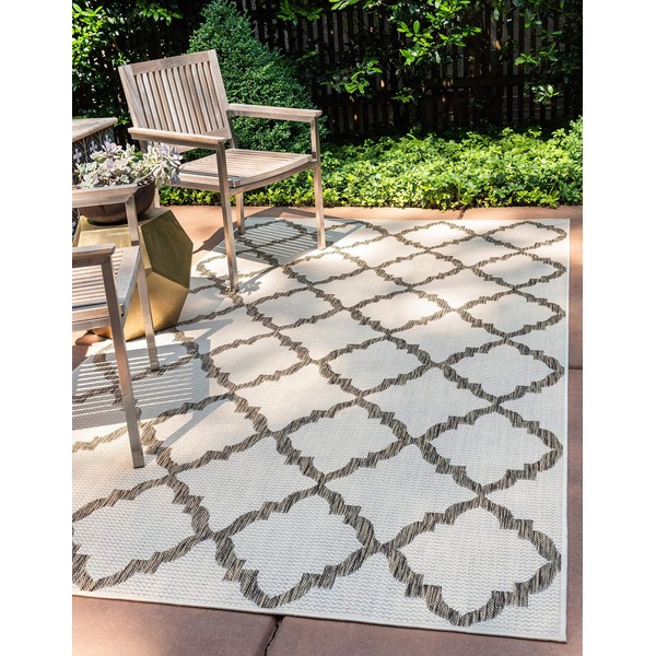Unique Loom Outdoor Trellis Collection Geometric Moroccan Lattice Transitional Indoor