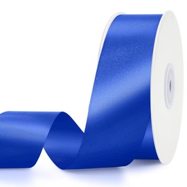 Blue Ribbon 1 1/2 Inch,50 Yards Blue Stain Ribbon Solid Fabric Ribbons for Gift Wrapping Crafts Floral Bouquets Wedding Party Decoration