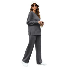 OFEEFAN Womens 2 Piece Sets Travel Outfits Casual Fall Tracksuit Sweatshirt Sweatpants Matching Lounge Set Women's Cozy Loungewear Casual Winter S