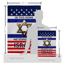 American Flag Stand with Israel Wall Banner Set Room Garden Flag Door House Outdoor Indoor Tapestry Yard Signs Poster Grandma Gifts Bandera de Israeli Front Yard Decor Jewish Decorations Made in USA