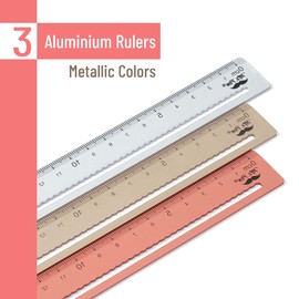 Mr. Pen- Steel Rulers, 3 pcs, 15cm, Silver, Gold, Rose Gold, Centimeter Ruler, Metric Metal Ruler Set, mm Ruler, Metal Rulers, Small Metal Ruler Metal Straight Edge, Steel Ruler, Standard Ruler