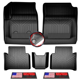 TYG Anti-Slip 3D Car Mats 7Pcs Custom Fit for 2015-2022 Chevy Colorado/GMC Canyon Crew Cab | All-Weather Rubber Floor Liners with Weather Strips for Winter Ski Hunting Camping | MAGA Merchandise