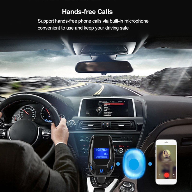 1.44 in LCD Car Bluetooth Music Player FM37 Transmitter 5V/2.1A
