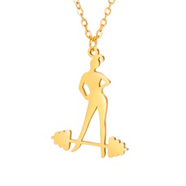 TEAMER Heartbeat Dumbbell Necklace Weightlifting Girls Barbell Pendant Stainless Steel Bodybuilding Athletes Exercise Sports Inspired Jewellery for Women, Stainless Steel