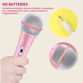 Pilarmuture Microphone for Kids, Kids Microphone for Singing Portable Dynamic Microphone with 3.5mm Jack Connector Handheld Karaoke Wired Microphone for Girls Boy Toy Gifts(Pink)