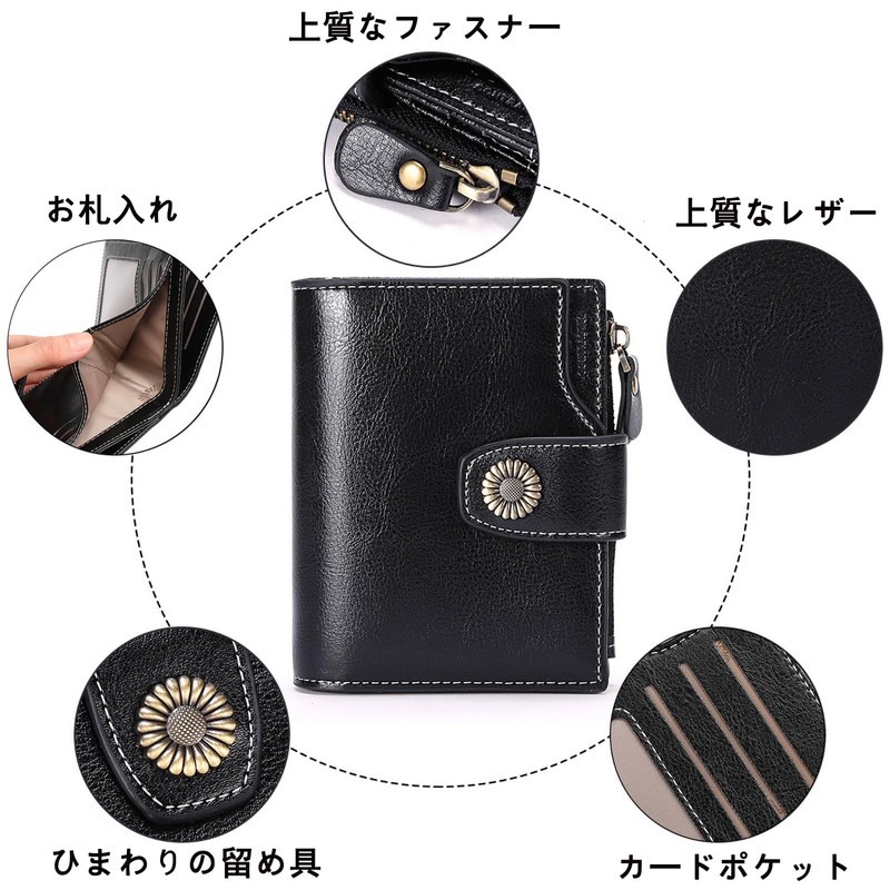 SENDEFN Women's Bifold Genuine Leather Wallet, Anti-Skimming, Coin Purse, Large