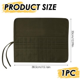 Canvas Brush Bag, 22 Sizes, Roll Bag with 22 Compartments, Oil Brush, Feather, Rolling Pencil Case, Durable Canvas, Army Green, Ideal for Artists and Hobby Painters