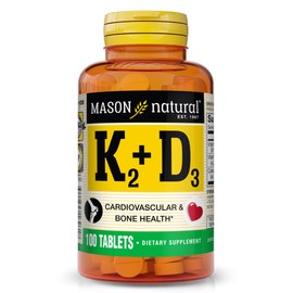 MASON NATURAL Vitamin K2 + D3, 100,Day Supply, with Calcium for Normal Bone and Muscle Support, Tablets