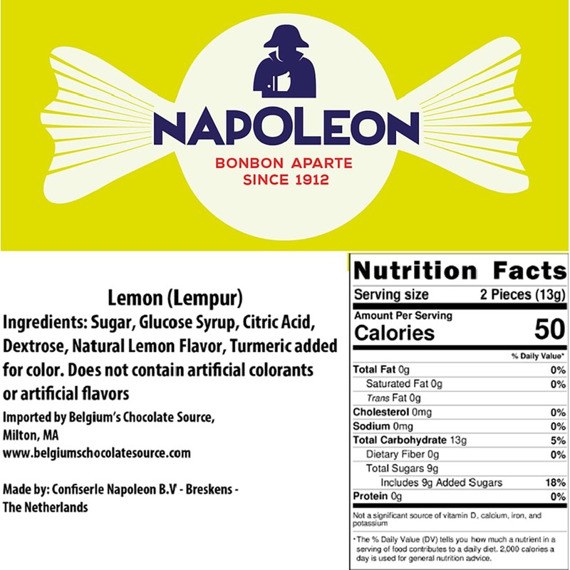 Napoleon Sour Lemon Balls Individually Wrapped Hard Candy Sour Bon