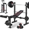 600LBS Multi-Function Weight Bench Set with Squat Rack for Full