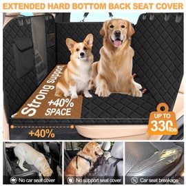 Back Seat Extender for Dogs with Hard Bottom, Nonslip & Waterproof Dog Car Seat Cover for Back Seat Pet-Friendly Ridesharing, Dog Hammock with Mesh Window Storage Pocket for Car, SUV