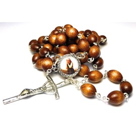 3rd class relic rosary Saint Germaine Cousin patron of abandoned people abuse victims against poverty handicapped disabled people illness impoverishment loss of parents discapacitado (Brown)