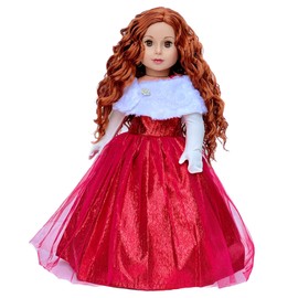 - Lady in Red - 3 Piece 18 inch Doll Outfit - Red Gown, Gloves and Cape - (Doll Not Included)