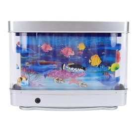 Fake Fish Tank Baby Aquarium, Mini Crib Aquarium Lamp, Artificial Moving Lifelike Mini Aquarium Lamp with Virtual Ocean Fish Night Light, Stimulating Desk Decor for Baby and Kids