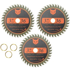 3 Inch Carbide Circular Saw Blade 36 Tooth, Saw Blade Circular Cutting Blade Cut Off Tool with 7/16" Arbor for Wood, Plastic, PCV, Acrylic or Aluminum - 3 Pack