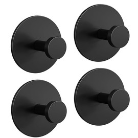 bussdis Multifunctional Towel Hooks for Bathroom Wall - Extra Sticky Stainless, Holds up to 12LB, Coat Hooks Wall Hooks, Adhesive Door Holder Hanger Shower Accessories, Matt Black Heavy Duty